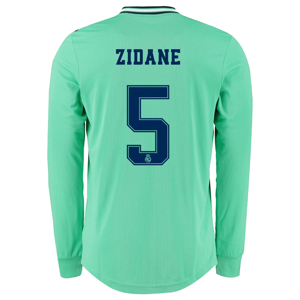 Homme Maillot Zinedine Zidane 5 Tenues Third Vert Manches Longues 2019/20 Chemise