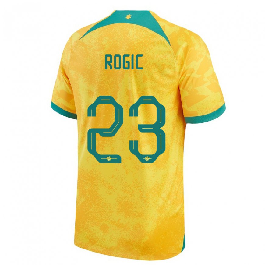 Kandiny Enfant Maillot Australie Tom Rogic #23 Doré Tenues Domicile 22-24 T-shirt