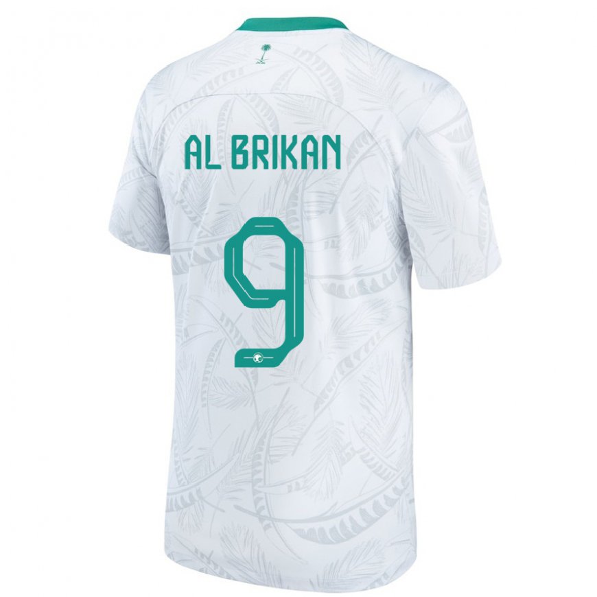 Kandiny Enfant Maillot Arabie Saoudite Feras Al Brikan #9 Blanc Tenues Domicile 22-24 T-shirt