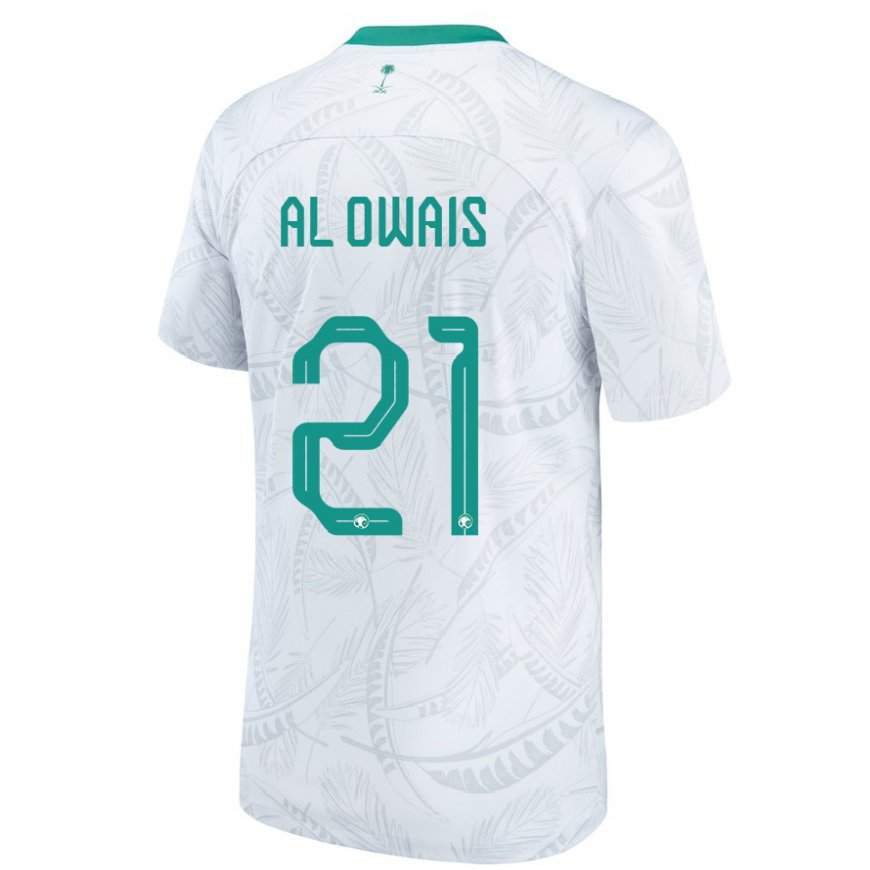 Kandiny Enfant Maillot Arabie Saoudite Mohammed Al Owais #21 Blanc Tenues Domicile 22-24 T-shirt