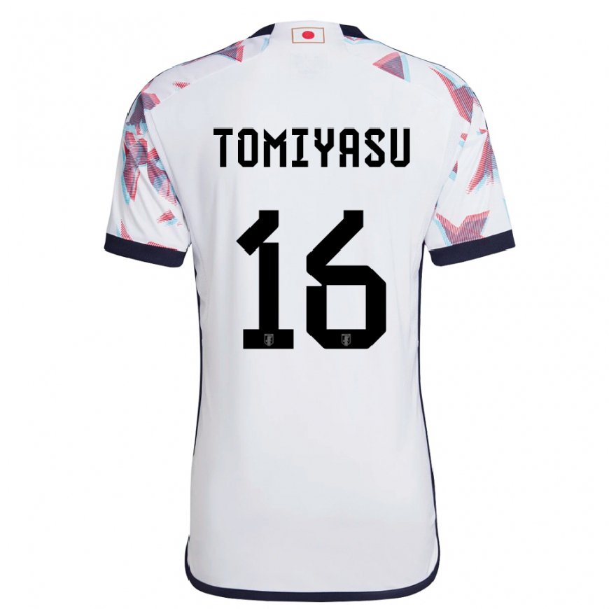 Kandiny Enfant Maillot Japon Takehiro Tomiyasu #16 Blanc Tenues Extérieur 22-24 T-shirt