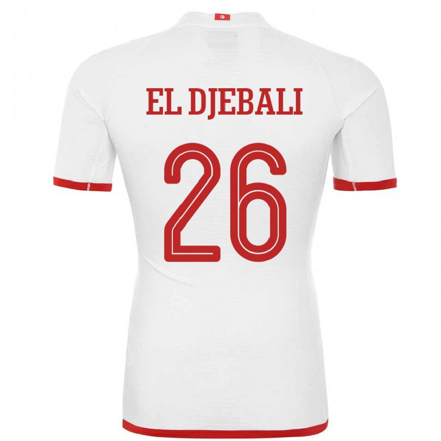 Kandiny Enfant Maillot Tunisie Chaim El Djebali #26 Blanc Tenues Extérieur 22-24 T-shirt