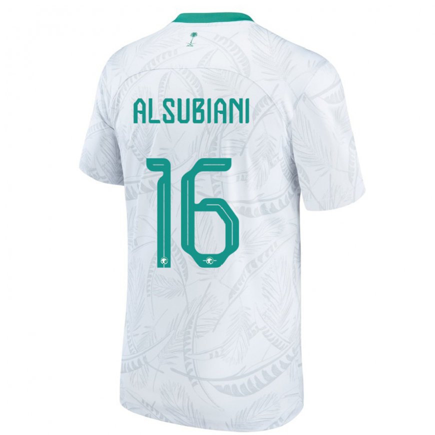 Kandiny Enfant Maillot Arabie Saoudite Faisal Alsubiani #16 Blanc Tenues Domicile 22-24 T-shirt