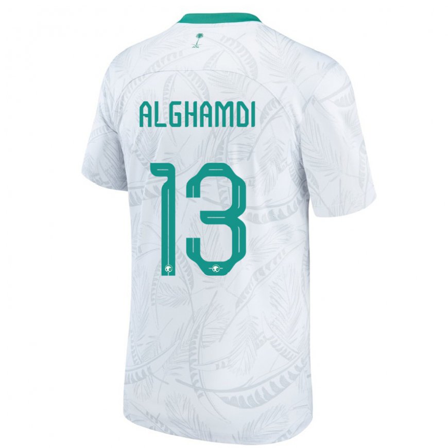 Kandiny Enfant Maillot Arabie Saoudite Hazzaa Alghamdi #13 Blanc Tenues Domicile 22-24 T-shirt