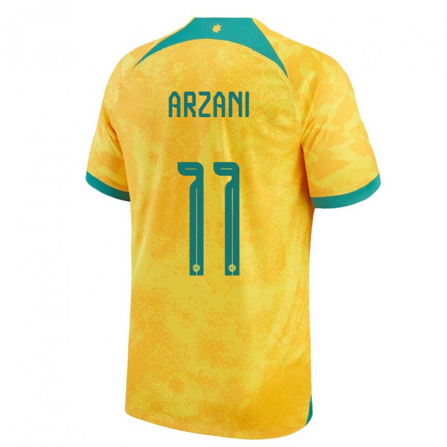 Kandiny Homme Maillot Australie Daniel Arzani #11 Doré Tenues Domicile 22-24 T-shirt