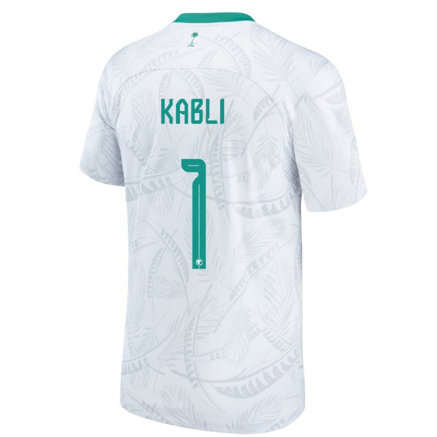 Kandiny Homme Maillot Arabie Saoudite Bader Kabli #1 Blanc Tenues Domicile 22-24 T-shirt