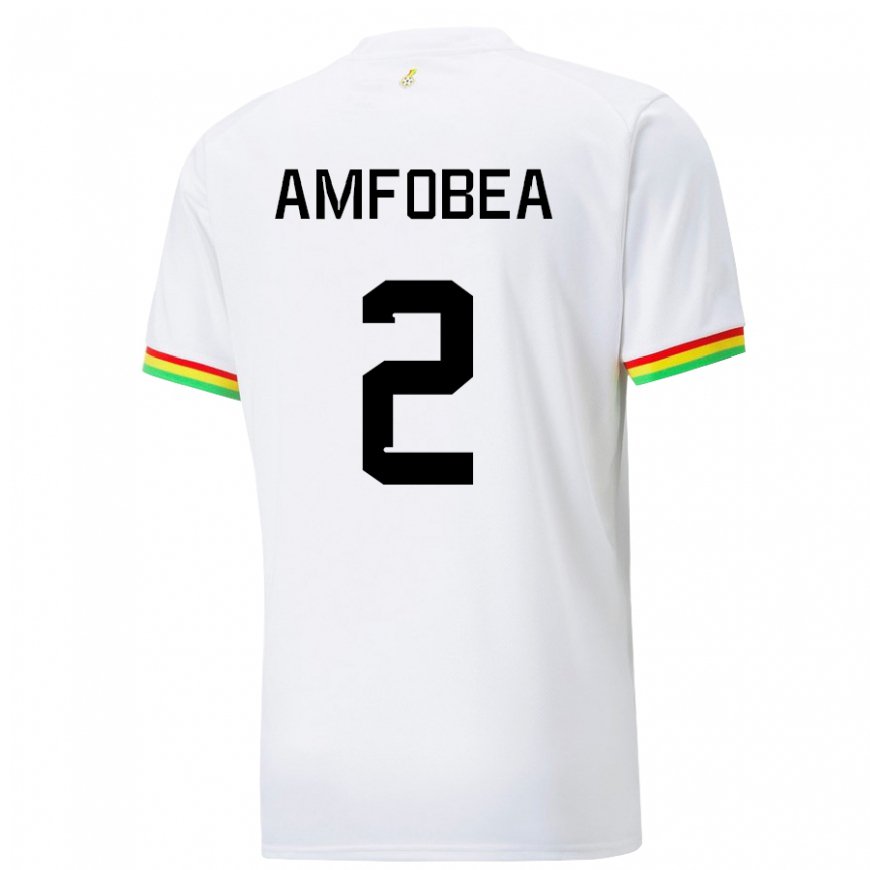 Kandiny Homme Maillot Ghana Gladys Amfobea #2 Blanc Tenues Domicile 22-24 T-shirt