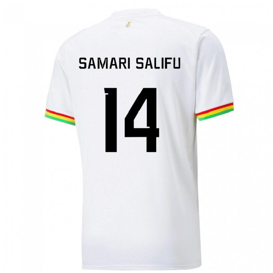 Kandiny Homme Maillot Ghana Abass Samari Salifu #14 Blanc Tenues Domicile 22-24 T-shirt