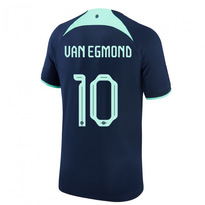 Kandiny Homme Maillot Australie Emily Van Egmond #10 Bleu Foncé Tenues Extérieur 22-24 T-shirt