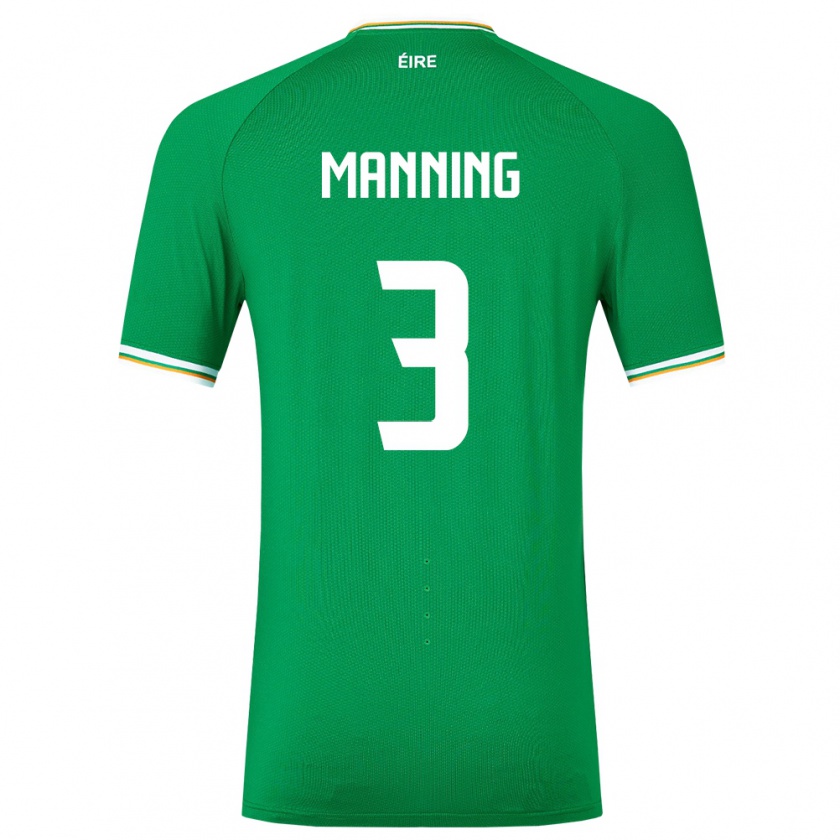 Kandiny Enfant Maillot Irlande Ryan Manning #3 Vert Tenues Domicile 24-26 T-Shirt