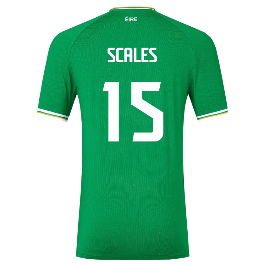 Kandiny Enfant Maillot Irlande Liam Scales #15 Vert Tenues Domicile 24-26 T-Shirt