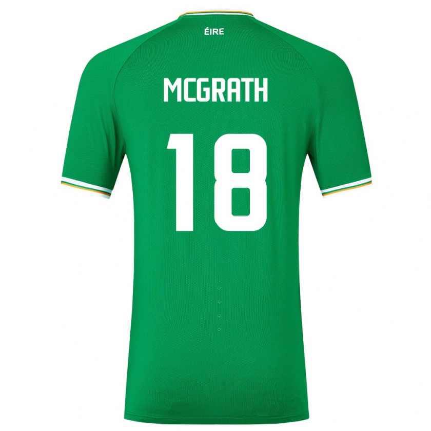 Kandiny Enfant Maillot Irlande Jamie Mcgrath #18 Vert Tenues Domicile 24-26 T-Shirt