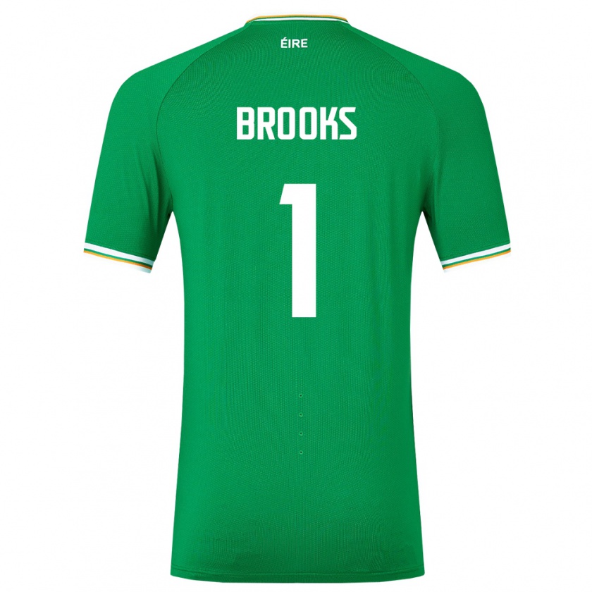 Kandiny Enfant Maillot Irlande Tiernan Brooks #1 Vert Tenues Domicile 24-26 T-Shirt