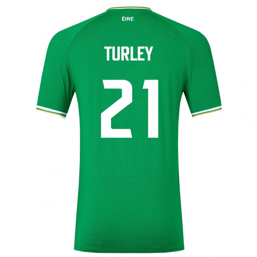 Kandiny Enfant Maillot Irlande Freddie Turley #21 Vert Tenues Domicile 24-26 T-Shirt