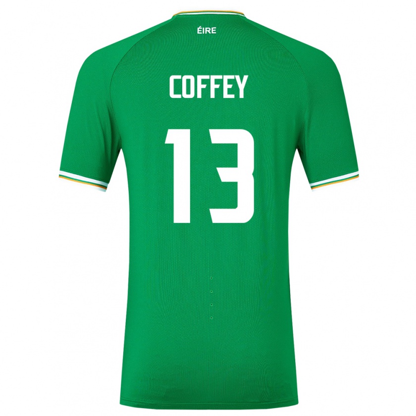 Kandiny Enfant Maillot Irlande Fiachra Coffey #13 Vert Tenues Domicile 24-26 T-Shirt