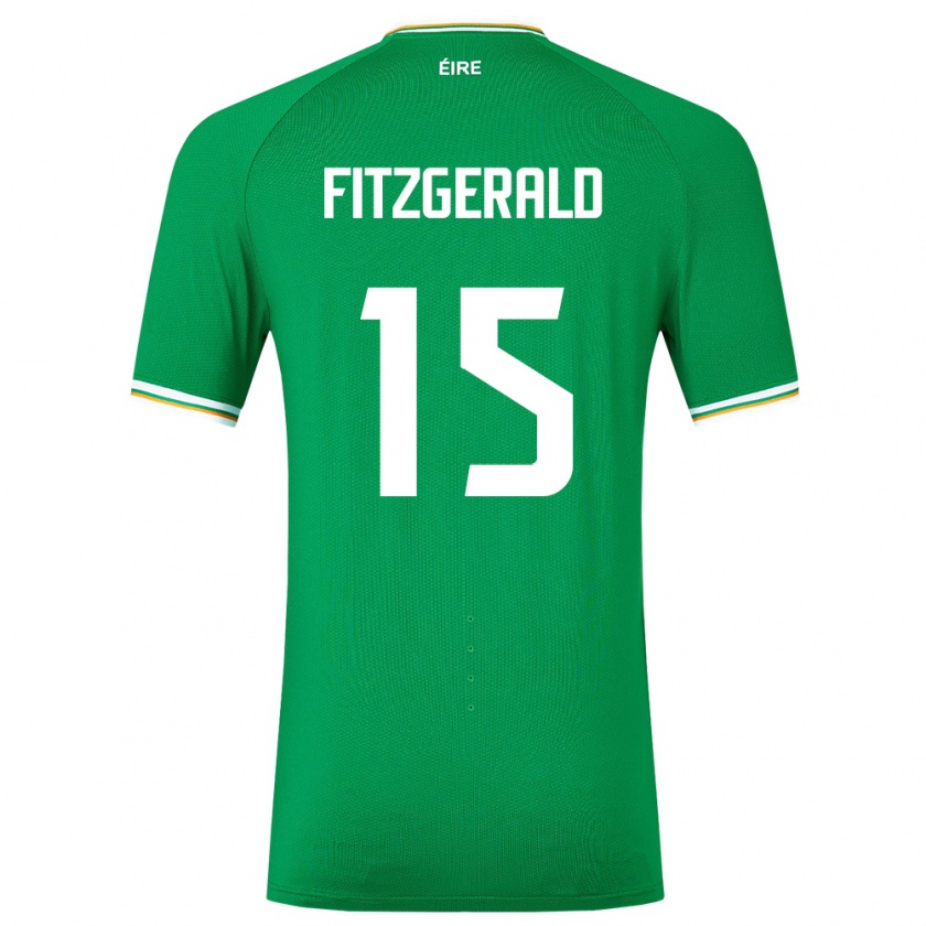 Kandiny Enfant Maillot Irlande Kyle Fitzgerald #15 Vert Tenues Domicile 24-26 T-Shirt