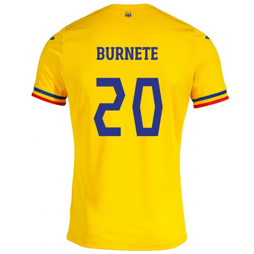 Kandiny Enfant Maillot Roumanie Rareș Burnete #20 Jaune Tenues Domicile 24-26 T-Shirt