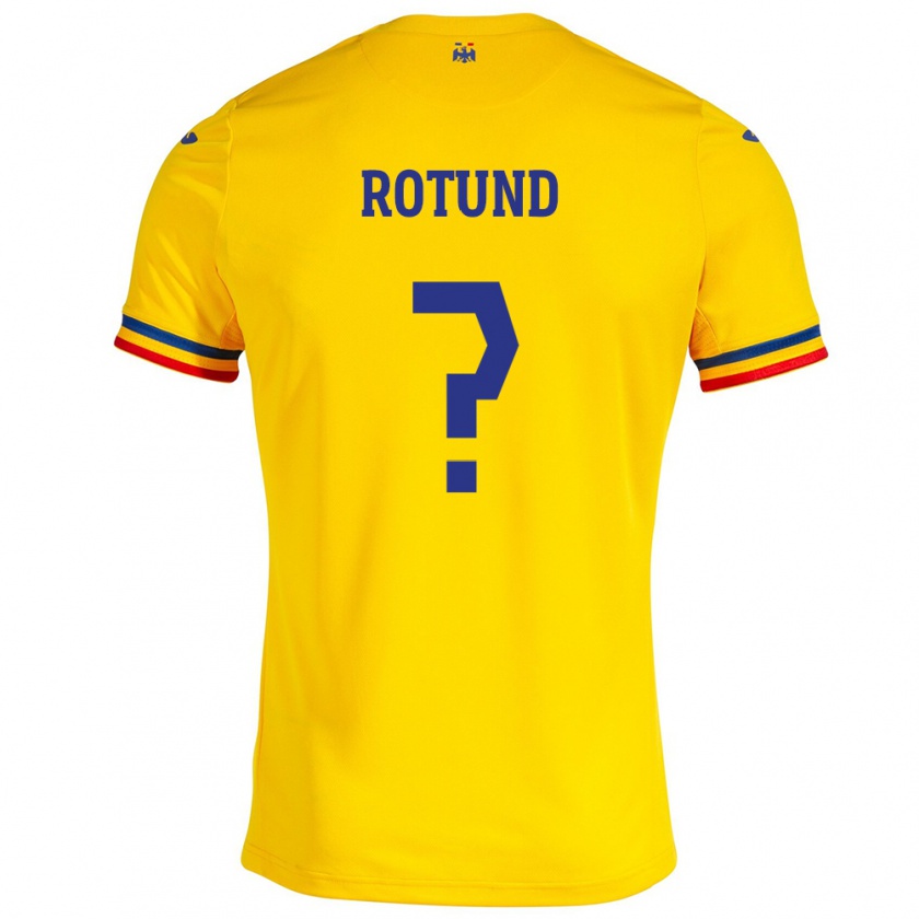 Kandiny Enfant Maillot Roumanie Raul Rotund #0 Jaune Tenues Domicile 24-26 T-Shirt