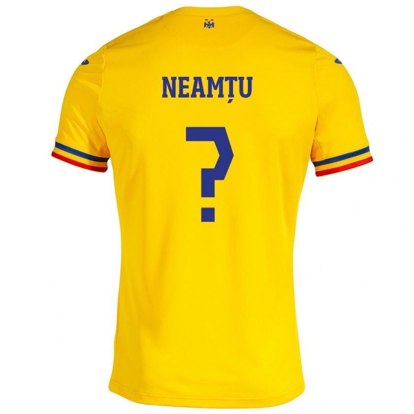 Kandiny Enfant Maillot Roumanie Edward Neamțu #0 Jaune Tenues Domicile 24-26 T-Shirt