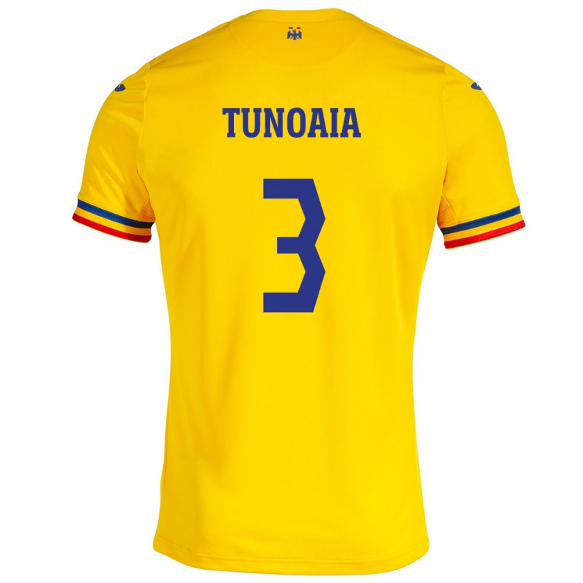 Kandiny Enfant Maillot Roumanie Alexandra Tunoaia #3 Jaune Tenues Domicile 24-26 T-Shirt