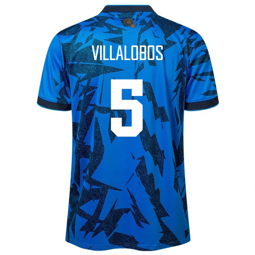 Kandiny Enfant Maillot Salvador Kristian Villalobos #5 Bleu Tenues Domicile 24-26 T-Shirt