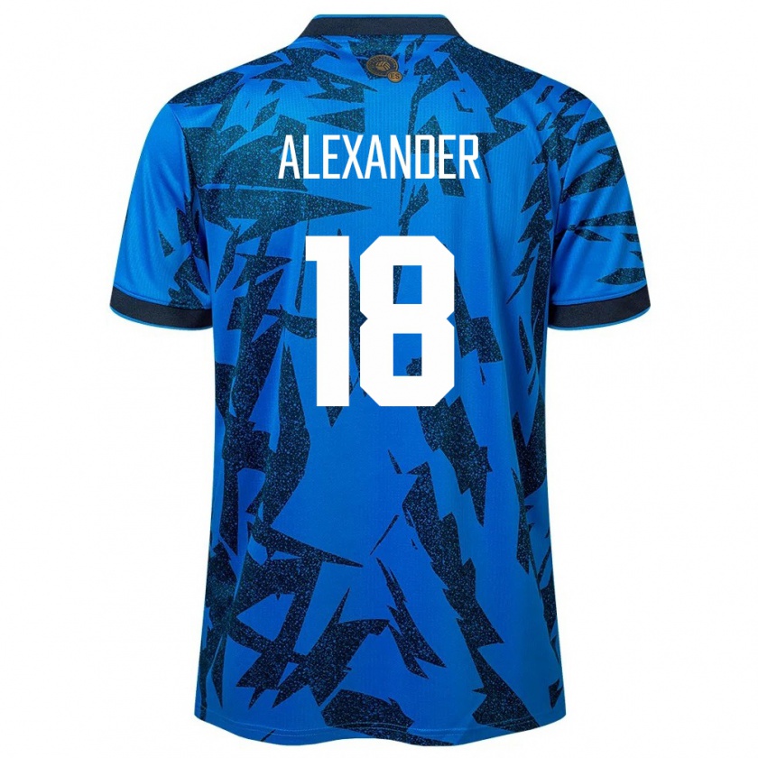 Kandiny Enfant Maillot Salvador Alexander Aguilar #18 Bleu Tenues Domicile 24-26 T-Shirt