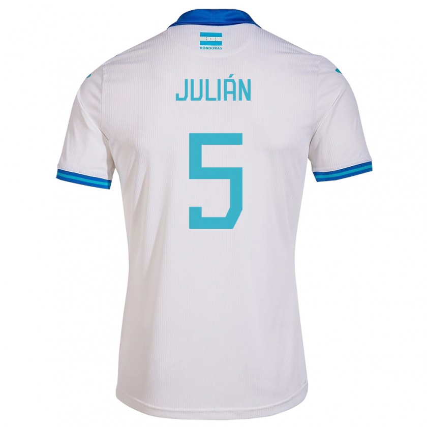 Kandiny Enfant Maillot Honduras Julián Martínez #5 Blanc Tenues Domicile 24-26 T-Shirt