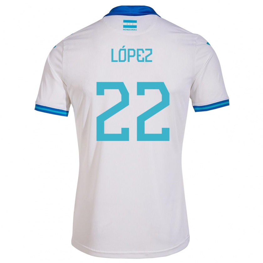 Kandiny Enfant Maillot Honduras Luis López #22 Blanc Tenues Domicile 24-26 T-Shirt