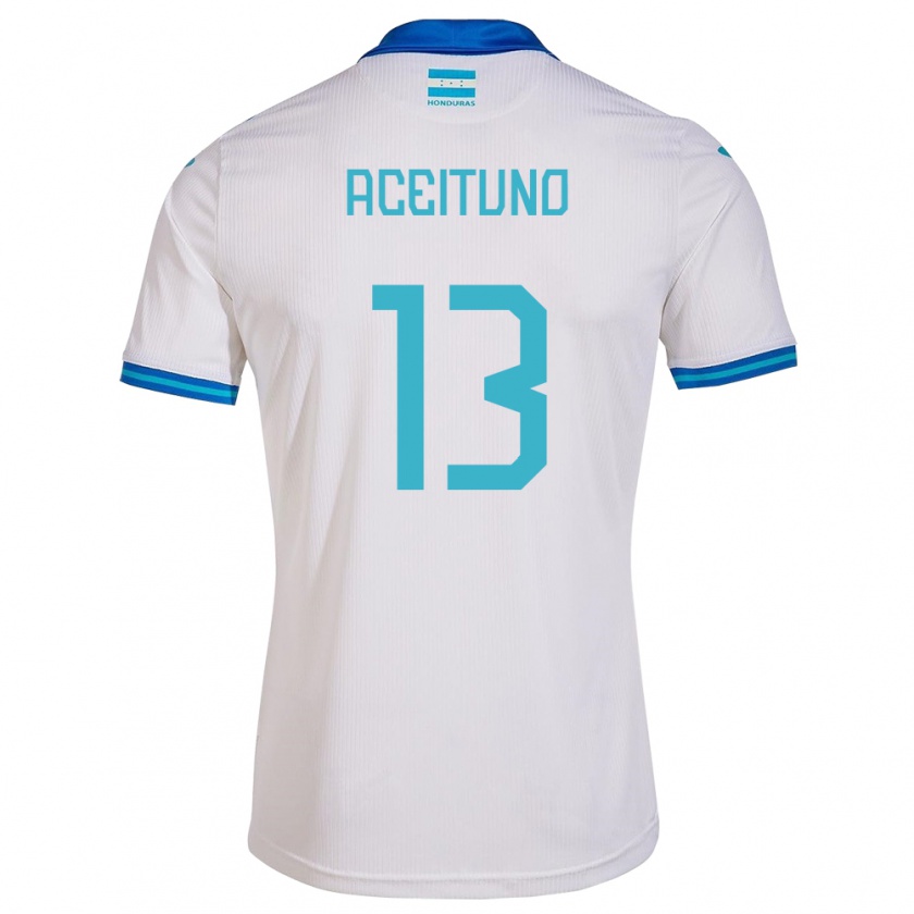 Kandiny Enfant Maillot Honduras Marco Aceituno #13 Blanc Tenues Domicile 24-26 T-Shirt