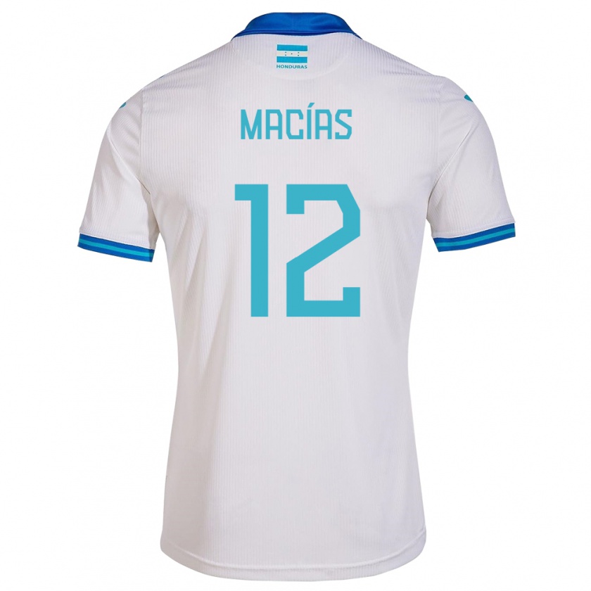 Kandiny Enfant Maillot Honduras Owen Macías #12 Blanc Tenues Domicile 24-26 T-Shirt