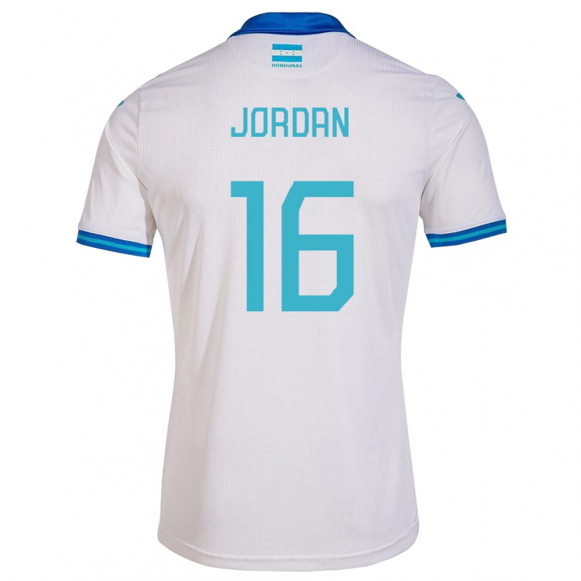 Kandiny Enfant Maillot Honduras Jordan García #16 Blanc Tenues Domicile 24-26 T-Shirt