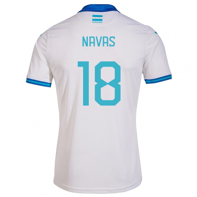 Kandiny Enfant Maillot Honduras Johan Navas #18 Blanc Tenues Domicile 24-26 T-Shirt