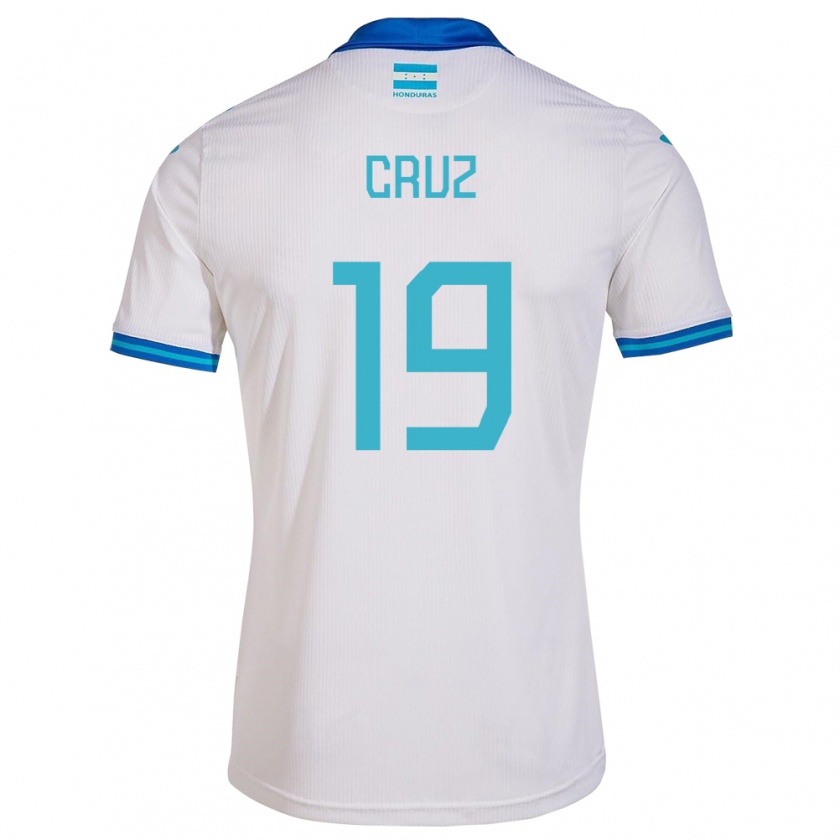 Kandiny Enfant Maillot Honduras Russel Cruz #19 Blanc Tenues Domicile 24-26 T-Shirt