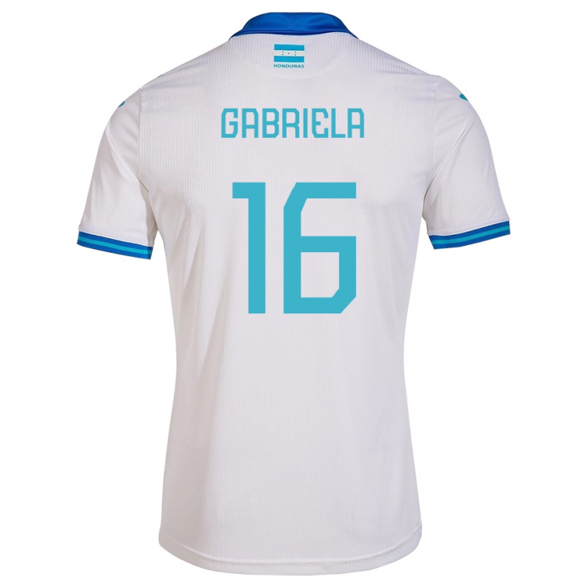 Kandiny Enfant Maillot Honduras Gabriela García #16 Blanc Tenues Domicile 24-26 T-Shirt