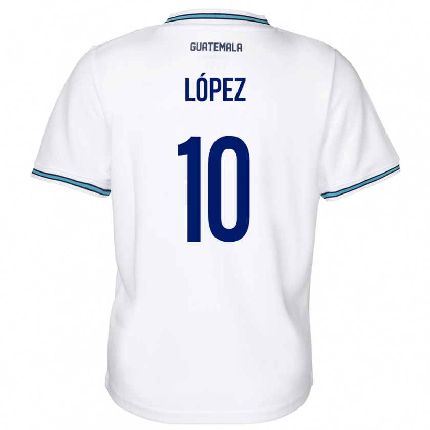 Kandiny Enfant Maillot Guatemala Antonio López #10 Blanc Tenues Domicile 24-26 T-Shirt