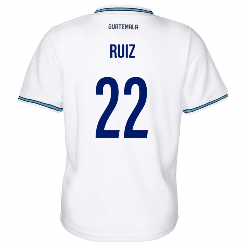 Kandiny Enfant Maillot Guatemala Kevin Ruiz #22 Blanc Tenues Domicile 24-26 T-Shirt