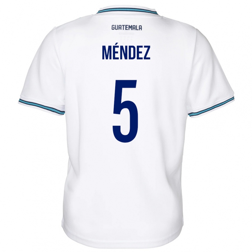 Kandiny Enfant Maillot Guatemala Diego Méndez #5 Blanc Tenues Domicile 24-26 T-Shirt