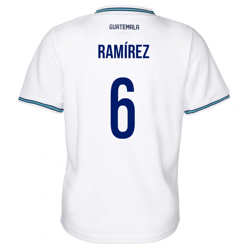 Kandiny Enfant Maillot Guatemala Kevin Ramírez #6 Blanc Tenues Domicile 24-26 T-Shirt