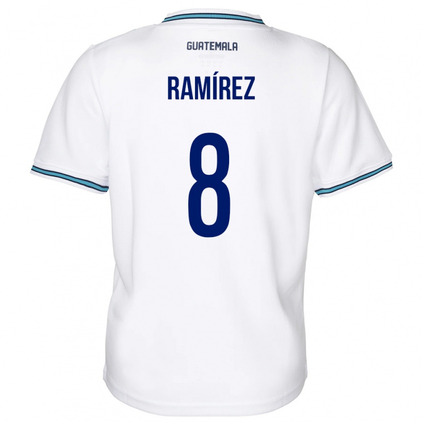 Kandiny Enfant Maillot Guatemala Dennis Ramírez #8 Blanc Tenues Domicile 24-26 T-Shirt