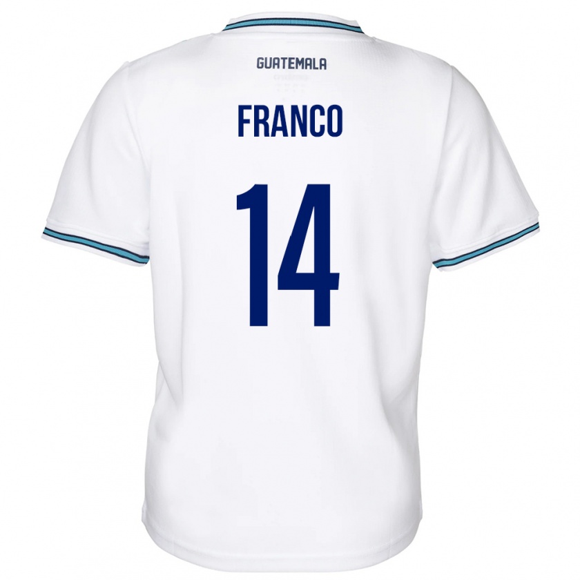 Kandiny Enfant Maillot Guatemala Jonathan Franco #14 Blanc Tenues Domicile 24-26 T-Shirt