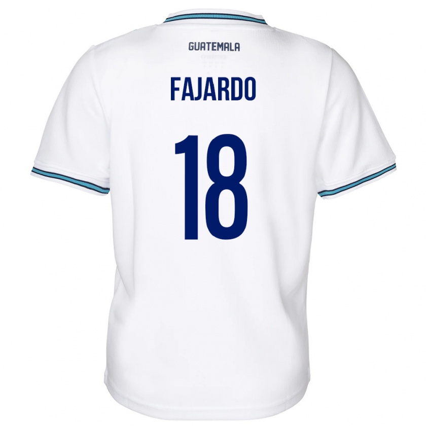 Kandiny Enfant Maillot Guatemala William Fajardo #18 Blanc Tenues Domicile 24-26 T-Shirt