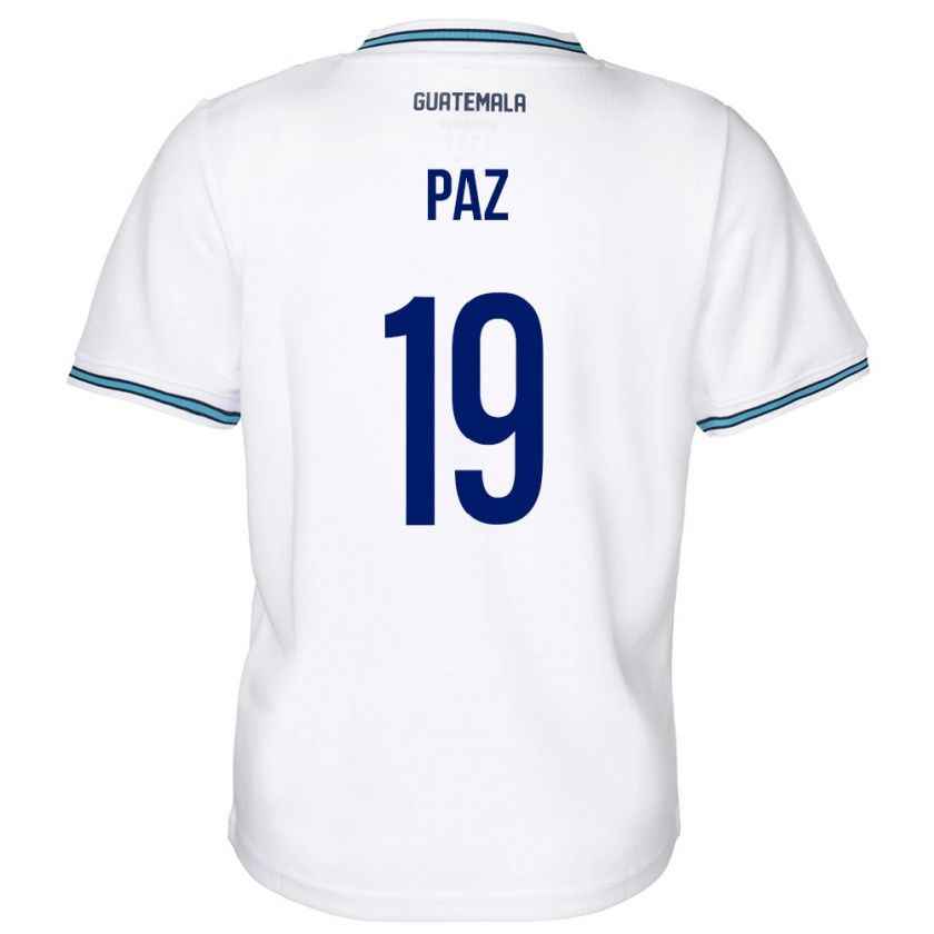 Kandiny Enfant Maillot Guatemala Vidal Paz #19 Blanc Tenues Domicile 24-26 T-Shirt