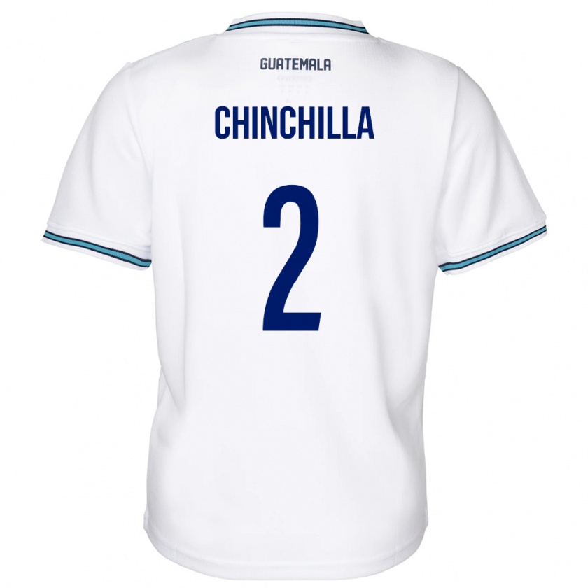 Kandiny Enfant Maillot Guatemala Nicolás Chinchilla #2 Blanc Tenues Domicile 24-26 T-Shirt