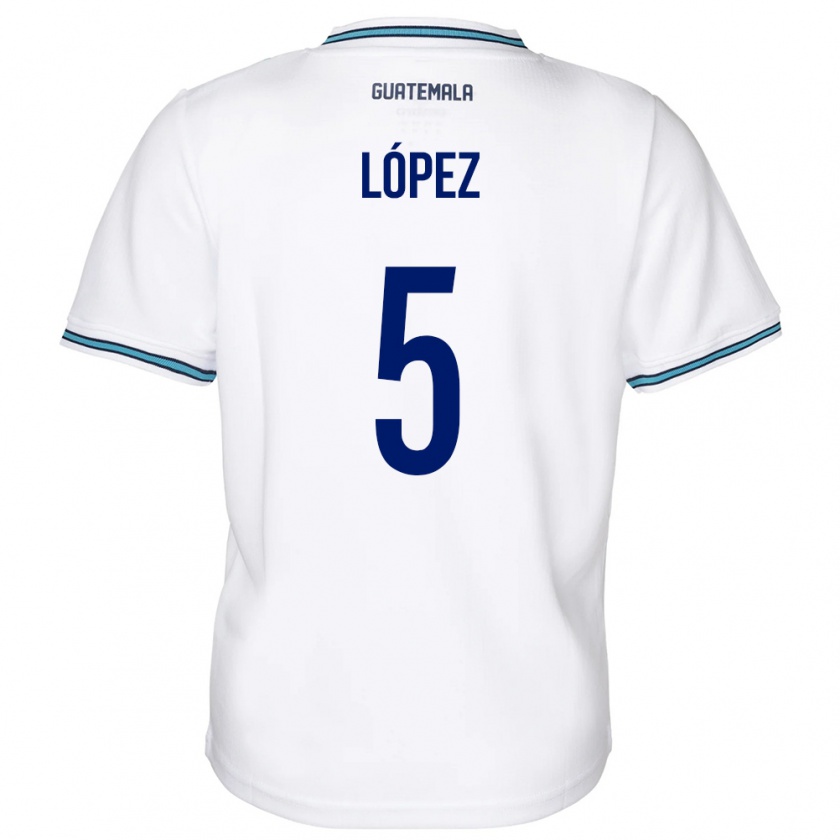 Kandiny Enfant Maillot Guatemala Jeffery López #5 Blanc Tenues Domicile 24-26 T-Shirt