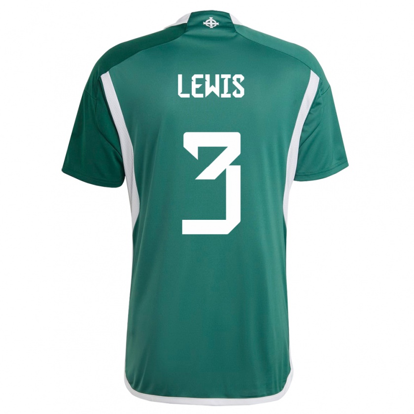 Kandiny Enfant Maillot Irlande Du Nord Jamal Lewis #3 Vert Tenues Domicile 24-26 T-Shirt