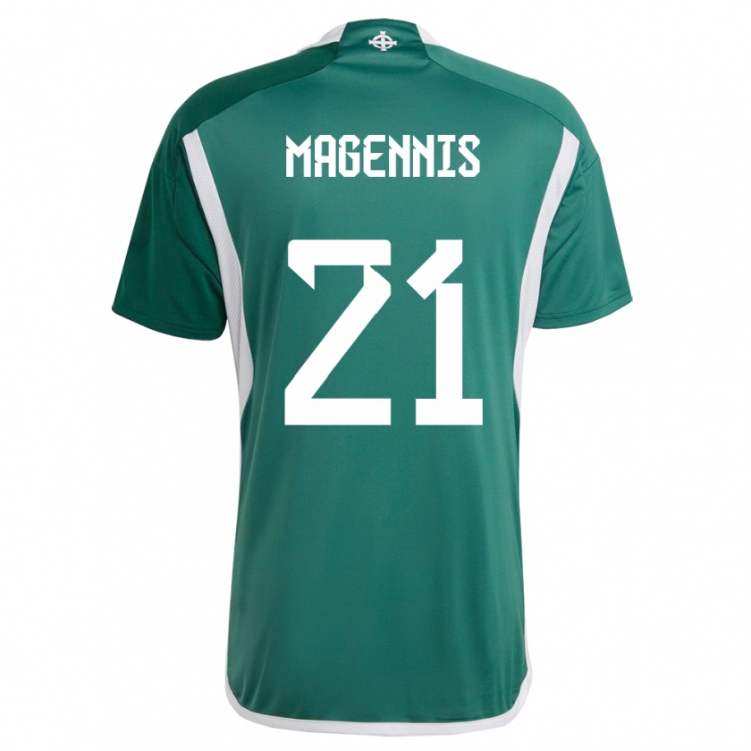 Kandiny Enfant Maillot Irlande Du Nord Josh Magennis #21 Vert Tenues Domicile 24-26 T-Shirt