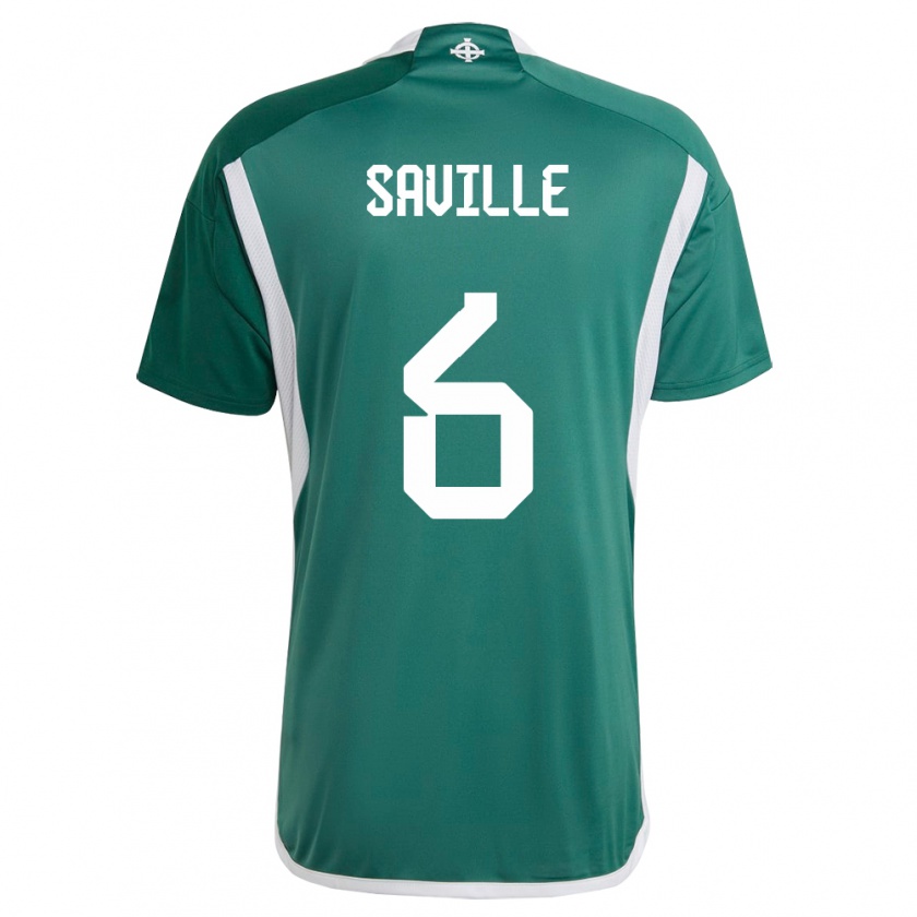 Kandiny Enfant Maillot Irlande Du Nord George Saville #6 Vert Tenues Domicile 24-26 T-Shirt