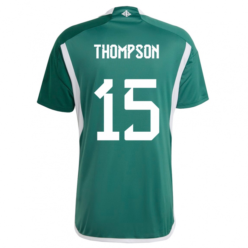 Kandiny Enfant Maillot Irlande Du Nord Jordan Thompson #15 Vert Tenues Domicile 24-26 T-Shirt