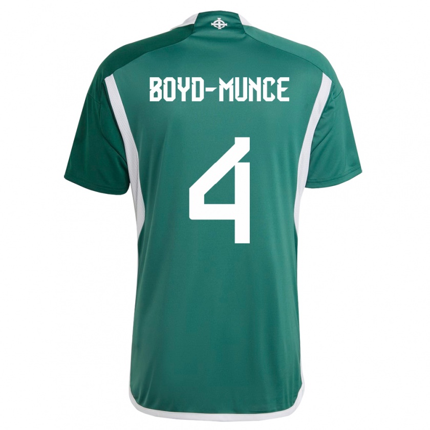 Kandiny Enfant Maillot Irlande Du Nord Caolan Boyd-Munce #4 Vert Tenues Domicile 24-26 T-Shirt