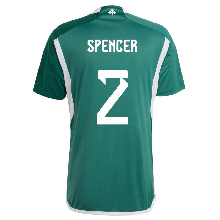 Kandiny Enfant Maillot Irlande Du Nord Brodie Spencer #2 Vert Tenues Domicile 24-26 T-Shirt